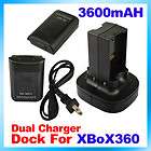 Dual Charger Dock+2 Batteries For Xbox 360 Controller