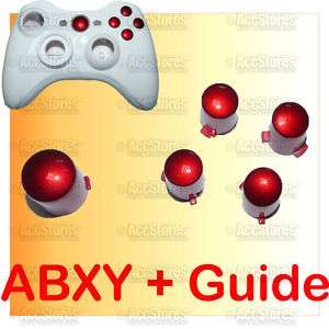 Glossy RED A B X Y + Guide Button f Xbox360 Controller  