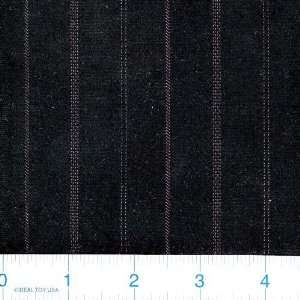  60 Wide Worsted Wool Suiting Pinstripe Twill/Black 