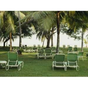  Empty Lawn Chairs Await Beachgoers at a Resort in Penang 