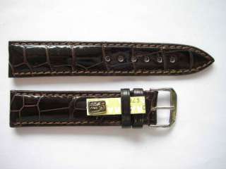 Rios1931 genuine alligator shiny thick Mokka watch band  