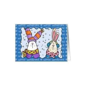 winter wonderland bunnies Card