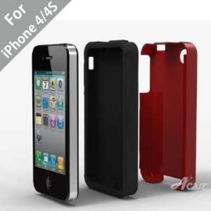 Acase(TM) iPhone 4 and 4S Superleggera PRO Dual Layer Protection (Red 