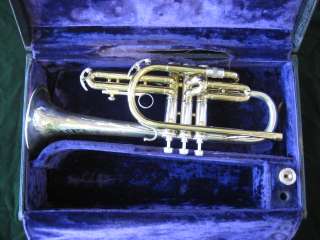 SUPER RARE F.A.REYNOLDS STERLING BELL CORNET WITH BEAUTIFUL ENGRAVING 