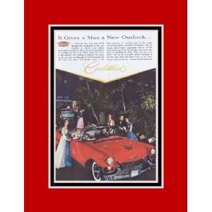   Cadillac Convertible Red, Surf Club Ball Vintage Ad 