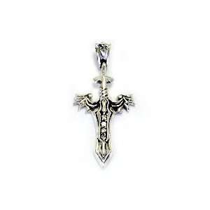   Winged Sword Sterling Silver Pendant with Stones for Men and Women
