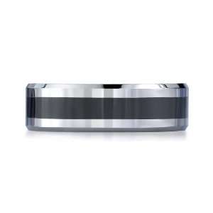  Cobalt and Ceramic, 7mm Comfort Fit Inlay Design Ring (sz 