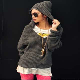 New Korean Women Causal Batwing Hoodie Sweater Top 4 Colors 1026 