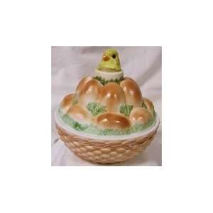 Brown Eggs Chicken on Egg Pile Solid 2 Piece Glass American Made 