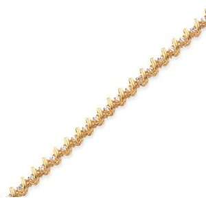  14k Yellow Gold Ribbon 1.15 Carat Diamond Tennis Bracelet 