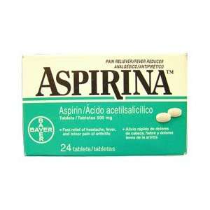  Aspirina Aspirin/Acido Acetilsalicilico 500mg Tablets   24 