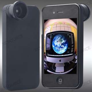 in 1 Wide Angle Fish eye Lens + Back Case + Pouch for iPhone 4 4S 4G 