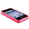 Pink TPU Skin Cover Bumper+Privacy Film For iPhone 4S 4G 4  