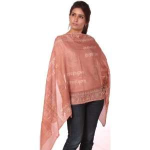  Brown Printed Hare Ram Hare Krishna Prayer Scarf 