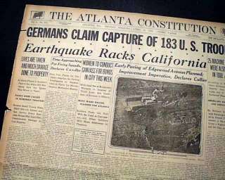HEMET San Jacinto California EARTHQUAKE 1918 Newspaper  
