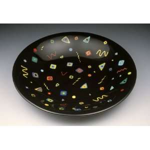    Large Black Fused Glass Bowl by Janet Foley