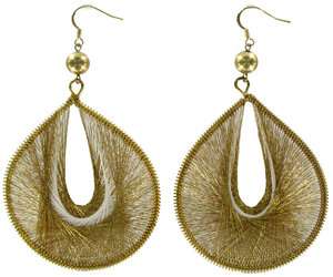 BIG Gold Metallic Thread Large Dangle Earrings  