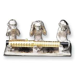  Silver Plated Speak, Hear and See No Evil Monkey Pen 