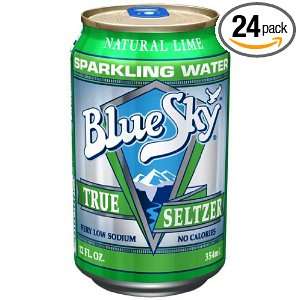 Blue Sky Lime Seltzer, 12 Ounce Cans (Pack of 24)  Grocery 