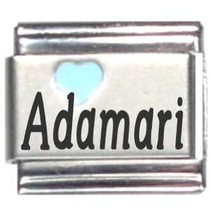  Adamari Light Blue Heart Laser Name Italian Charm Link 