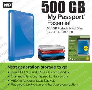 WD 2.5 500GB My Passport Essential SE USB 3.0/2.0 drive Blue  