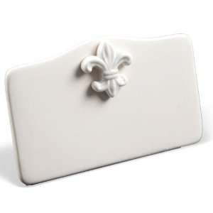  Solid White Ceramic Fleur de Lis Place Cards   Set of 6 