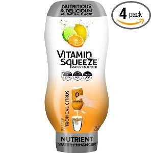 Vitamin Squeeze Energy Drink, Tropical Citrus, 12 Ounce (Pack of 4 