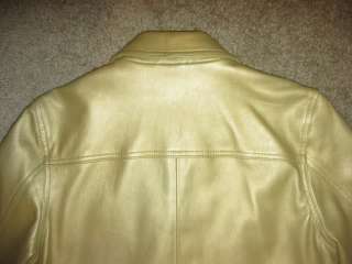 NINE WEST Gold 100% Leather Jacket size 8 AMAZING COAT  
