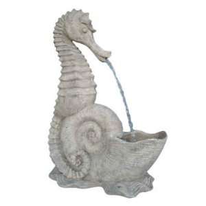  Roman Stone Seahorse Fountain Statue Nautical Tropical 