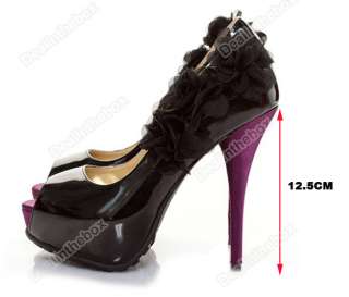 Fashion Sexy Lady Pump Platform Stiletto Super Flower High Heel Shoes 