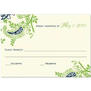  Cari Green And Navy Rsvp Cards On Antique White