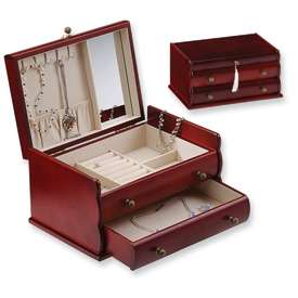 New Mahogany Matte Finish 1 Drawer Jewelry Box  