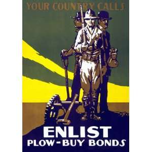 Your Country Calls   Enlist   Plow   Buy Bonds 12x18 Giclee on canvas