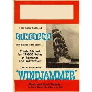 Windjammer The Voyage of the Christian Radich (1958) 27 x 40 Movie 