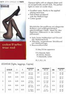 Wolford Pantyhose/tights Satin opaque 50 red L new  