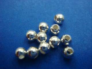 50) 3MM FINE 925 STERLING SILVER SEAMLESS ROUND SPACER BEADS  