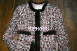 Authentic CHANEL Mink Fur Tweet Fantasy Coat Jacket Size UK 8 10 US4 6 