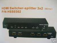 HDMI 3x2 Splitter Switcher 3 In 2 Out 1080p HDCP V1.3b  