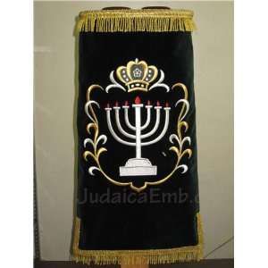  Menorah Design Torah Mantle White