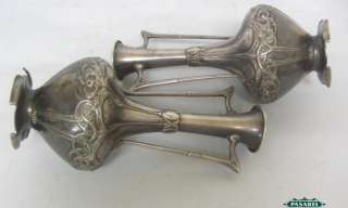 Pair Art Nouveau WMF Silver Plated Vases Germany Ca1900  