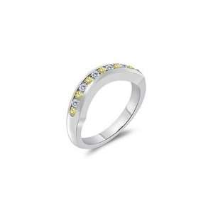 25 Cts Canary & White Diamond Wrap Wedding Band in 14K White Gold 3 