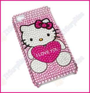 Bling Diamond Pink Lovely Kitty Back Hard Case Cover For iPhone 4 4G 