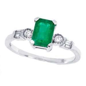  1.00ct Lab Created Emerald Cut Genuine EmeraldRing with 