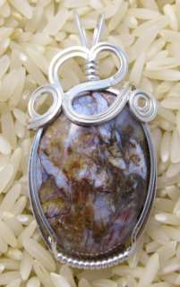 Pietersite Gemstone Sterling Silver Wire Wrapped Pendant  