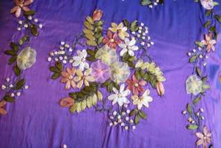 Hand Silk Ribbon Embroidery Satin Cushion Cover 45cm B  