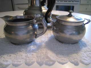 Antique French PEWTER TEA SET, Etain DArt, FRANCE, with CHICKEN SPOUT 