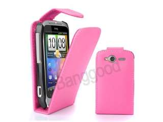 ROSE RED Flip LEATHER CASE COVER FOR HTC WILDFIRE S G13  
