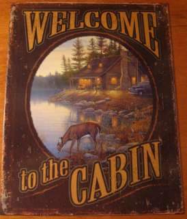 WELCOME TO THE CABIN Rustic Log Cabin Primitive Deer Lodge Home Decor 