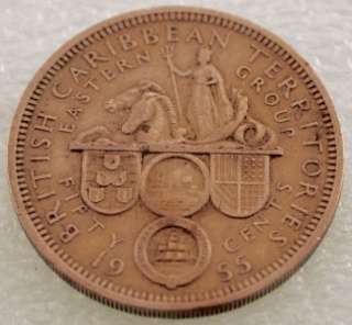 1955 BRITISH CARIBBEAN TERRITORIES 50 CENT COIN  