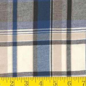  60 Wide Homespun Blue/Navy/Ivory Plaid Fabric By The 